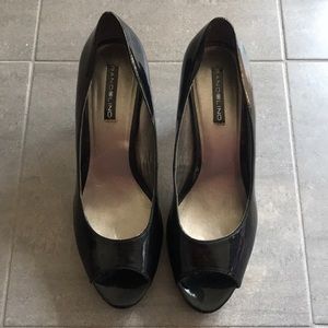Black open toe pumps